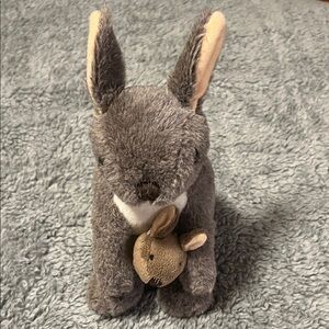 Wild Republic Gray Plush Kangaroo & Joey Toy Stuffed Animal